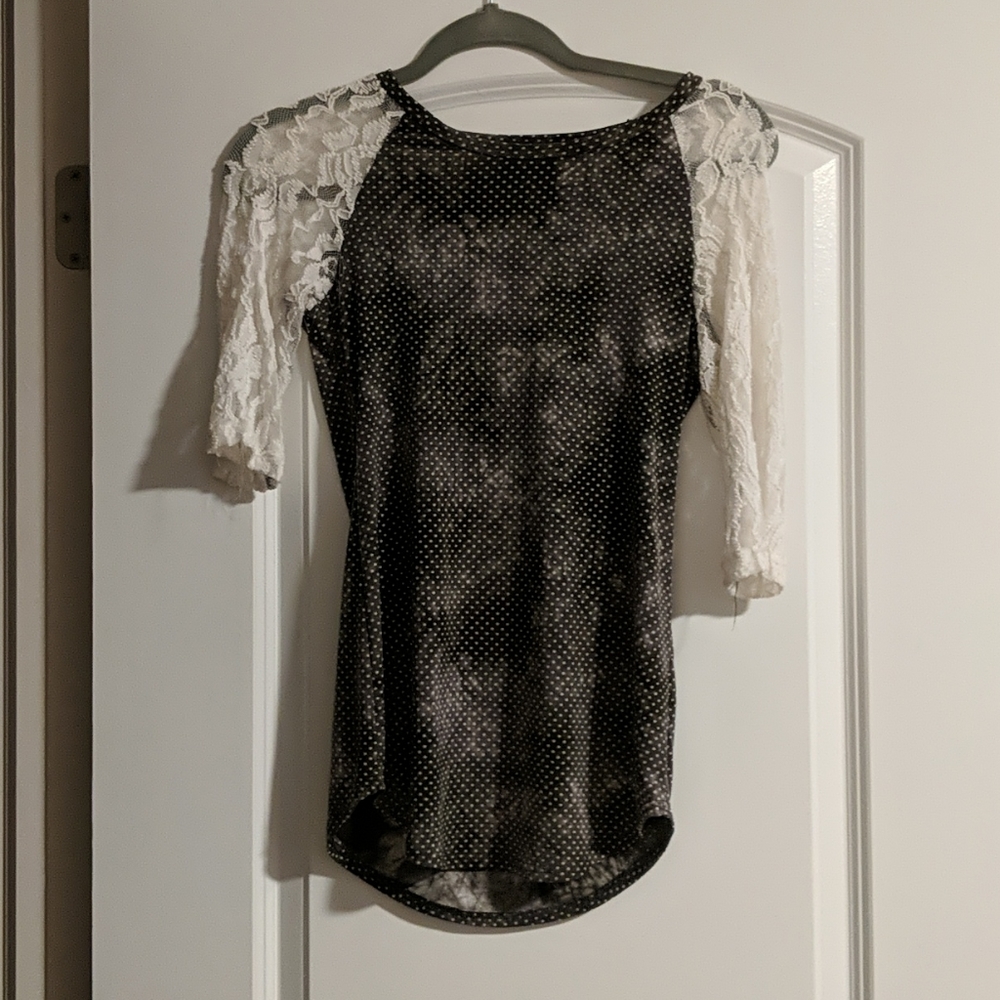 Gray Polka Dot baseball tee